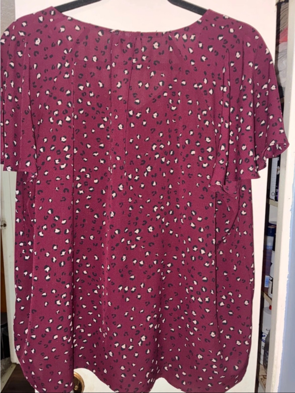 Elle Raspberry Pink Leopard-Print V-Neck Tunic - Picture 3 of 4